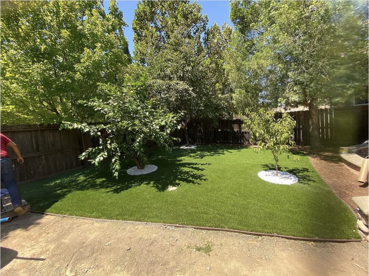 Artificial turf backyard install